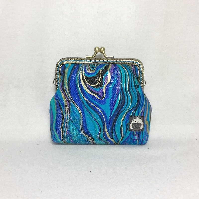 Card mouth gold bag+Galaxy colored glaze+ - Coin Purses - Cotton & Hemp Blue