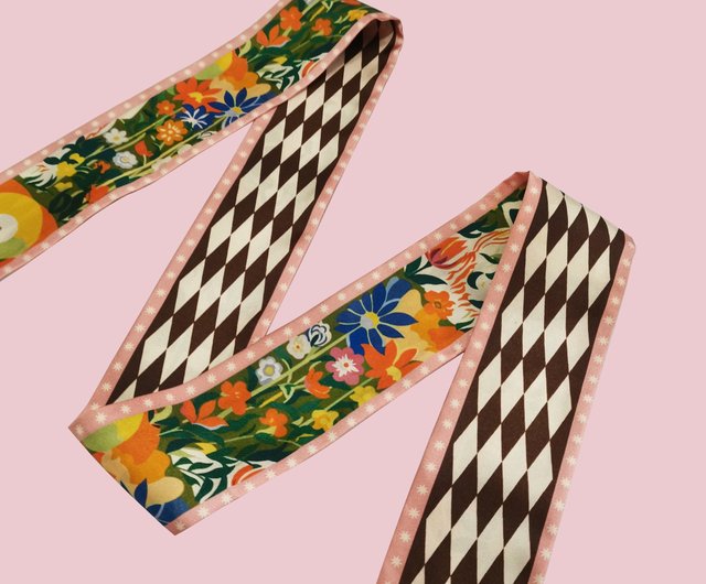 100%マルベリーシルクナロースカーフ/シルクスカーフ/リボン/ハンドル