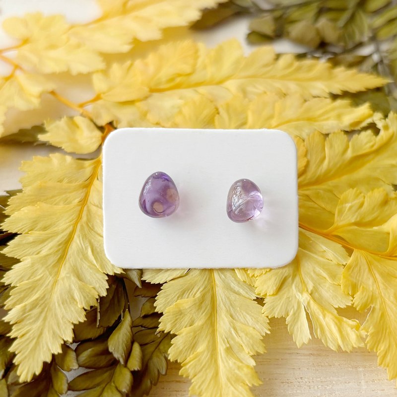 Shiguang-Natural Ore Earrings-Purple Ghost 10 - ต่างหู - เครื่องประดับพลอย สีม่วง