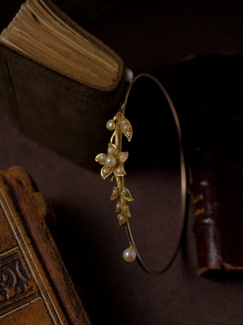鑲珹古董珠寶 1890s 英國 維多利亞時代晚期 珍珠花手環