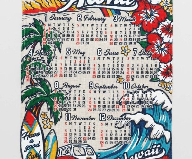 インド製 2023年 ハワイ ALOHA 年間カレンダー 壁掛けカレンダー
