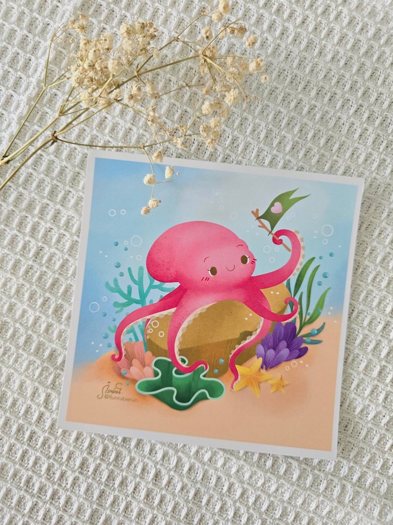 Pink squid postcard. - 插畫/繪畫/寫字 - 紙 多色