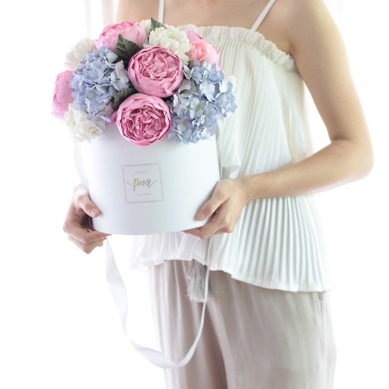 WG101 : Flower Arrangment Wonder Flower Gift Box Pastel Pink&Blue Size 16" Length - 擺飾/家飾品 - 紙 粉紅色