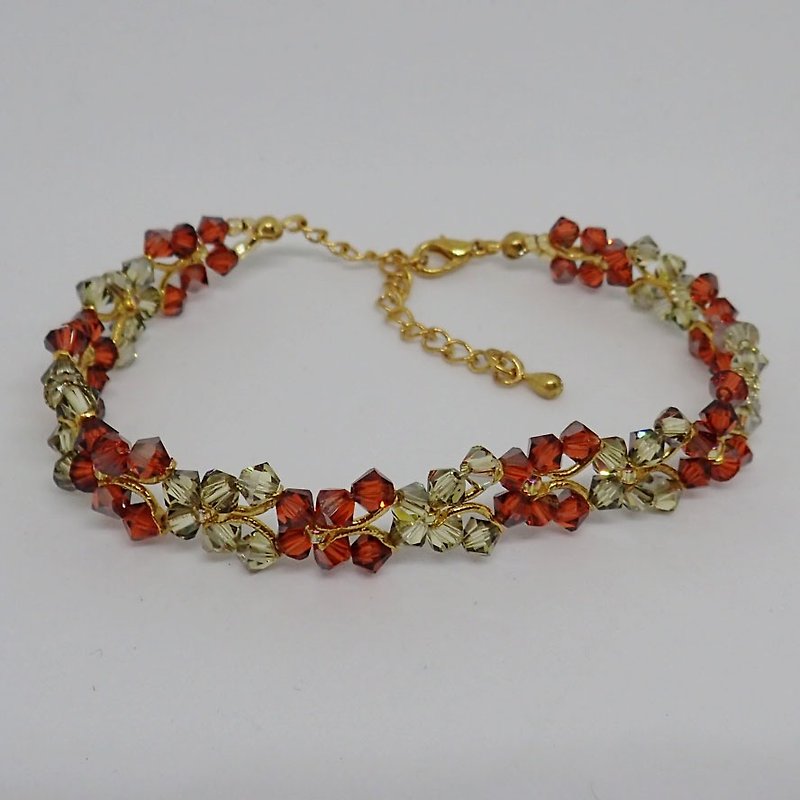 bracelet, butterfly, Indian Red SATIN - สร้อยข้อมือ - แก้ว 