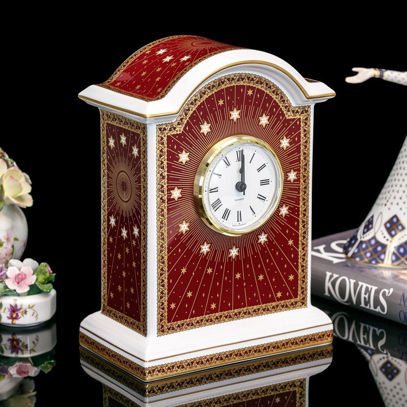 Limited edition British-made Spode 2000 Wonderful World Star Chain golden bone china table clock clock - นาฬิกา - เครื่องลายคราม 