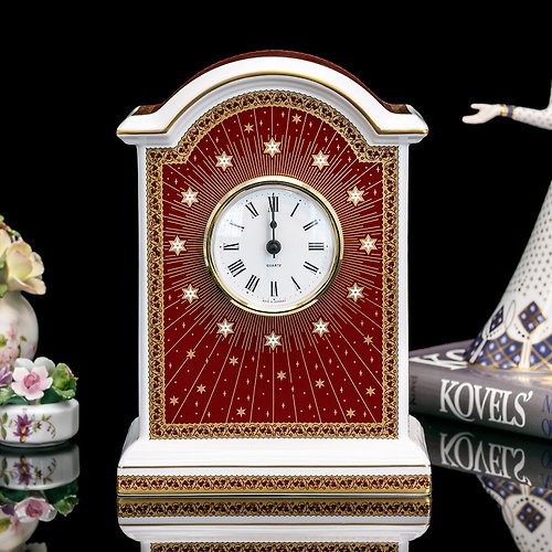 擎上閣裝飾藝術 限量英國製Spode斯波德2000年美好世界星鏈金燦骨瓷桌鐘時鐘座鐘