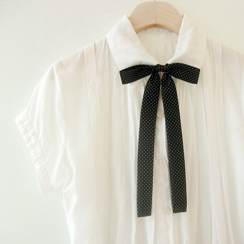 White dot tie,White dot neck tie for woman,wedding,Ribbon necktie,Skiny - 煲呔 - 其他材質 白色