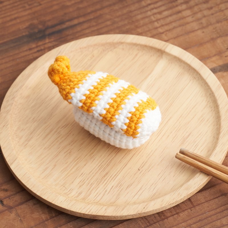 pom pom sushi knitted sushi [shrimp] - ของเล่นสัตว์ - เส้นใยสังเคราะห์ 