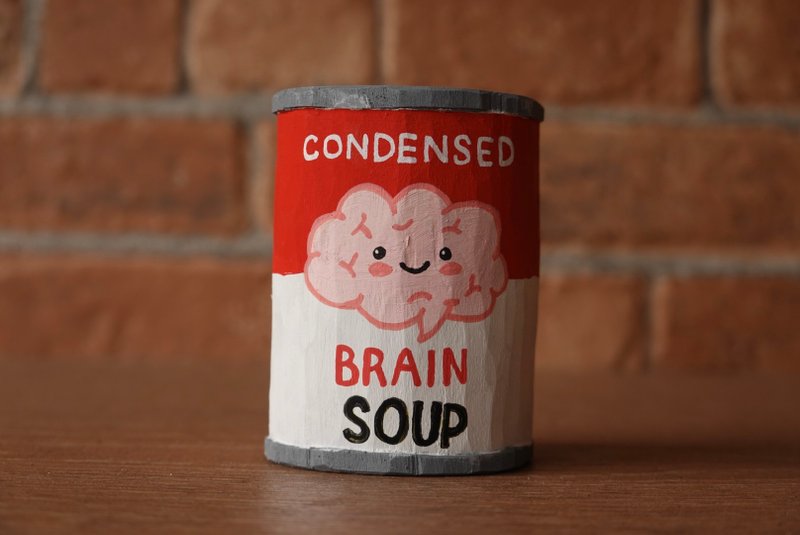 Brain Soup Can - 公仔/玩偶 - 木頭 紅色