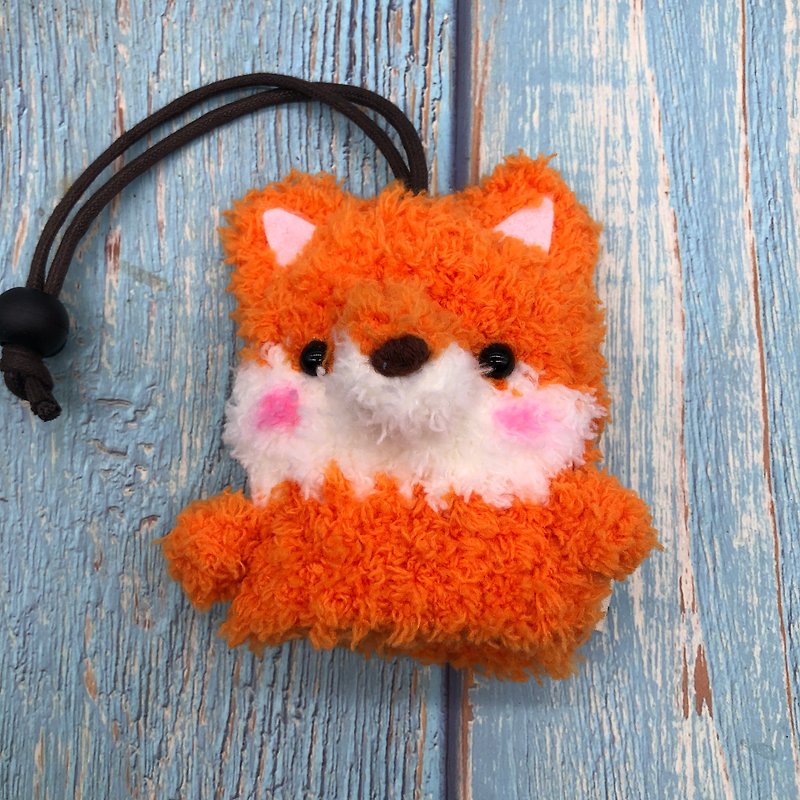 狐狸-四種尺寸 毛線編織  鑰匙包  鑰匙收納  鑰匙袋 - 鑰匙圈/鎖匙扣 - 其他人造纖維 橘色