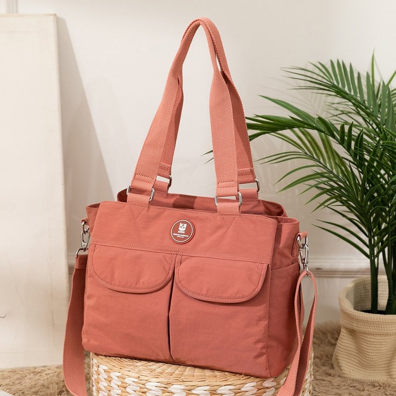 【Kinloch Anderson】FRANCIS Hand-shoulder bag- Peach - กระเป๋าแมสเซนเจอร์ - ไนลอน สีแดง