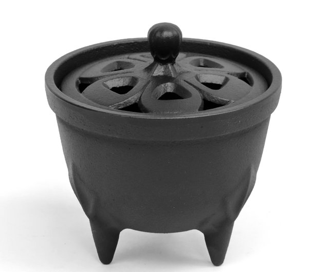 Incense Holder Cast Iron Black Flower Petal