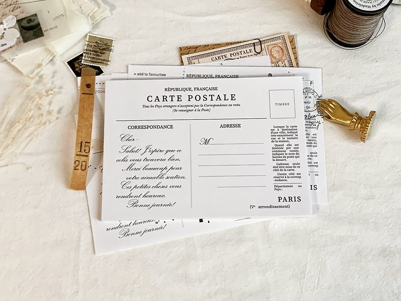 Carte Postale メモ帳コラージュ紙 - ノート・手帳 - 紙 ホワイト