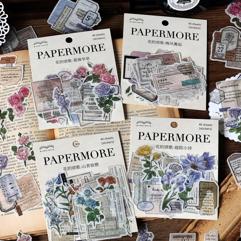 Carol series of papermore flowers diy hand account decoration and paper sticker pack - สติกเกอร์ - กระดาษ 