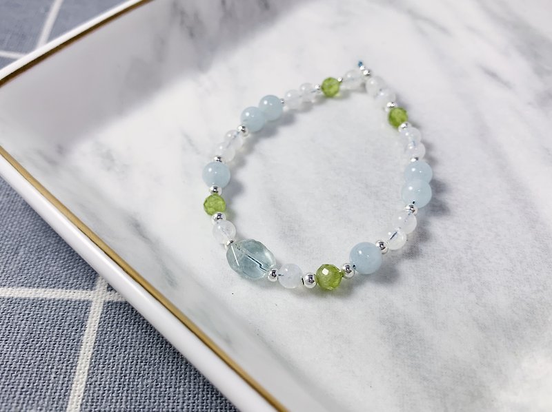 ::Welfare Society:: MH sterling silver natural stone custom series _ sea water - Bracelets - Crystal Blue