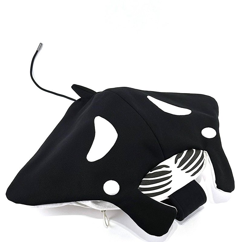 Design No.MR110b - 【Cotton Canvas】Manta Ray Shoulder Bags#L - กระเป๋าแมสเซนเจอร์ - ผ้าฝ้าย/ผ้าลินิน สีดำ