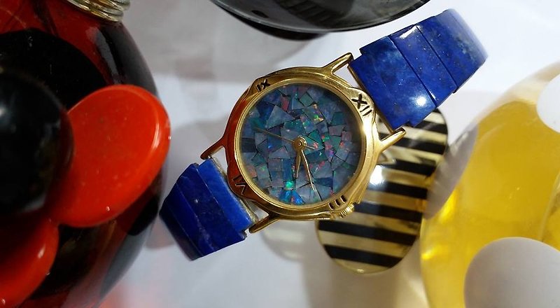 派手な 天然石 オパール opal  クリソコラ  腕時計 - 腕時計 - 宝石 ブルー