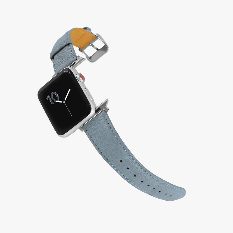 客製化禮物 意大利真皮革錶帶Apple Watch 粉藍色 - 其他 - 真皮 藍色