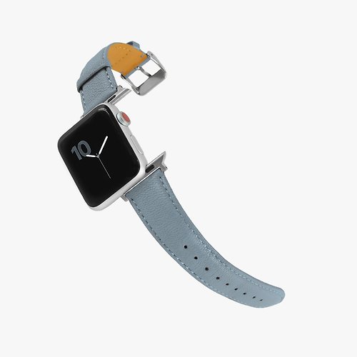 Macarooon 客製化禮物 意大利真皮革錶帶Apple Watch 粉藍色
