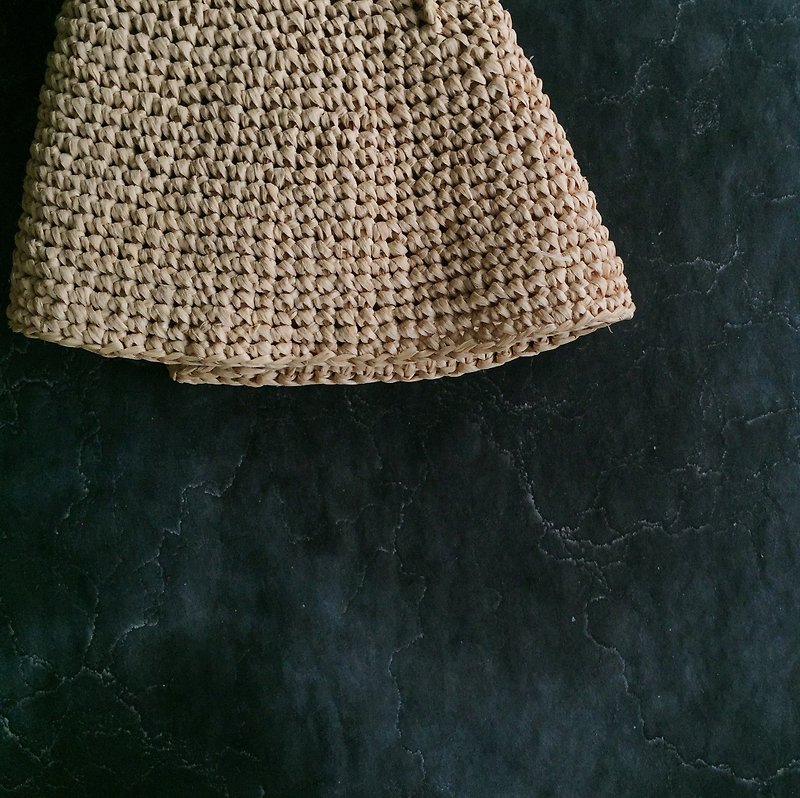 手織材料包－輕便捲心遮陽草帽－奶茶色 - 編織/刺繡/羊毛氈/縫紉 - 棉．麻 