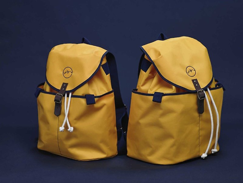[Spanish Handmade] Ölend Ringo MINI Waterproof Nylon | Drawstring Backpack / Computer Bag (Mustard Mustard Yellow) - กระเป๋าเป้สะพายหลัง - วัสดุกันนำ้ สีเหลือง
