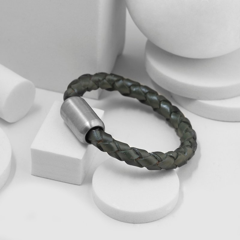 Recovery 磁扣編織手環 (墨綠) - 手鍊/手環 - 真皮 多色