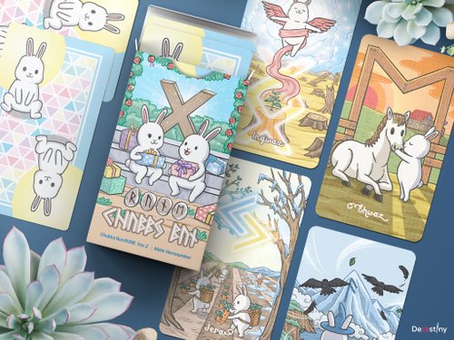 Deckstiny, the tiny destiny decks 24pcs Chubby Bun Rune Ver.2 : Elder Futhark with 2 special cards