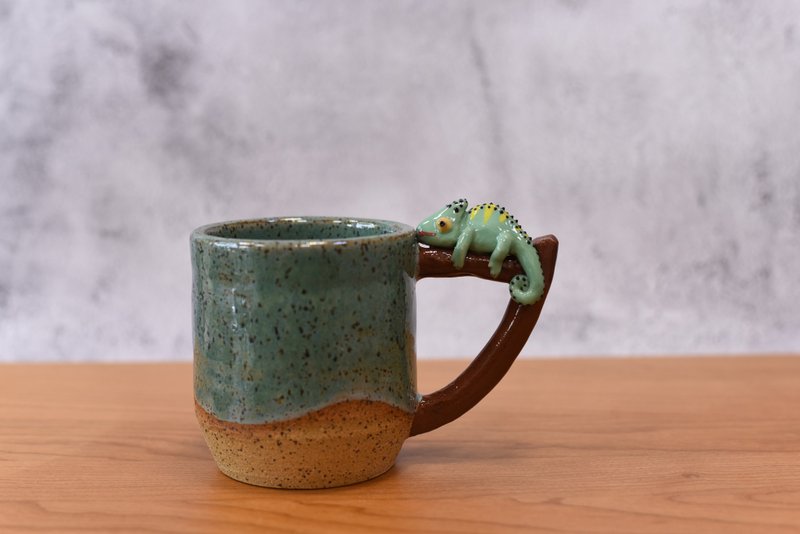 變色龍200cc手工綠色陶杯 - 杯子 - 陶 