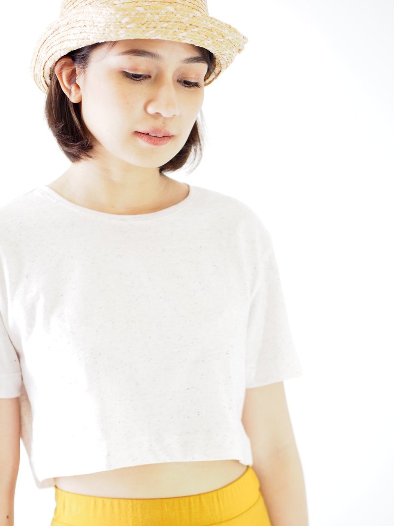 ByTheSea Crop Tee - OffDot - 女 T 恤 - 棉．麻 白色