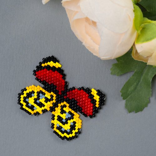 Elena Accessories Art Beaded Butterfly brick stitch PDF pattern for miyuki delica 11/0 seed beads #305
