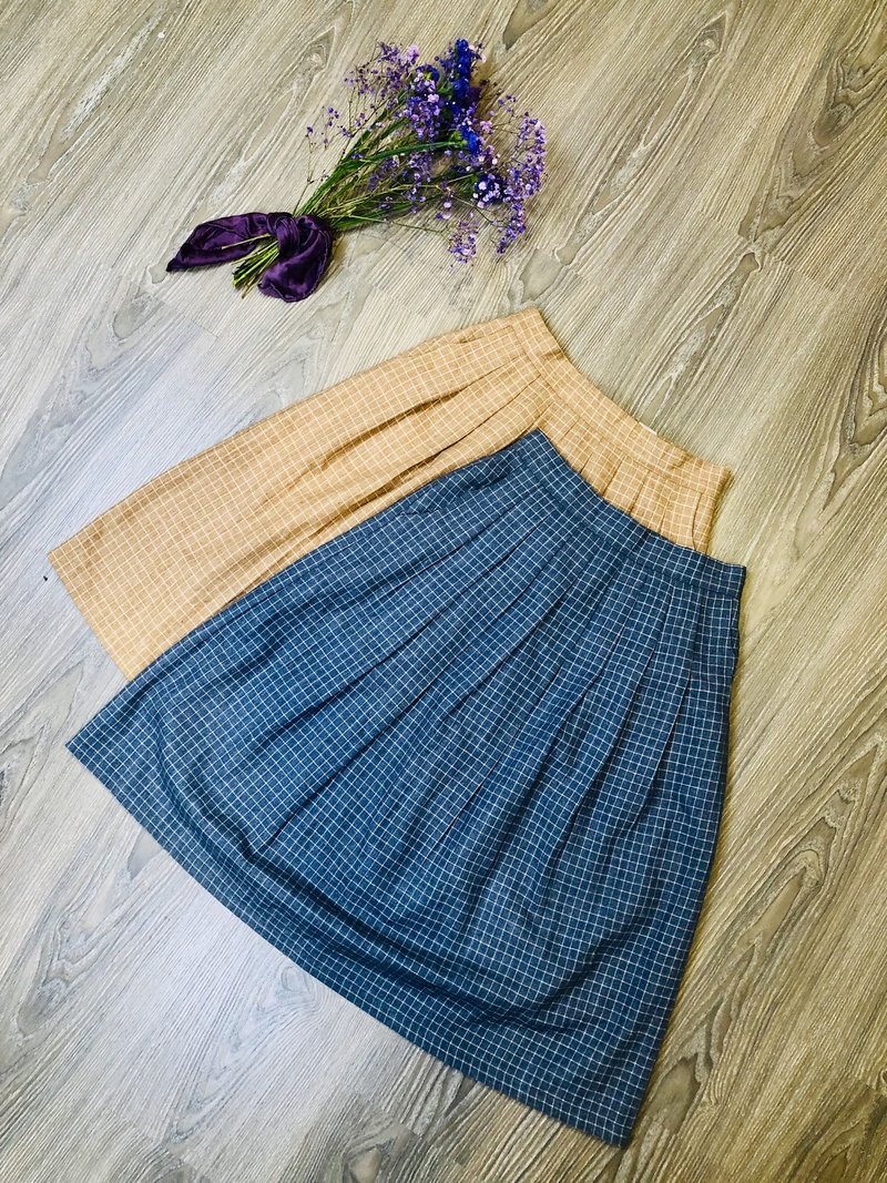 百頁格紋短裙 - 裙子/長裙 - 其他材質 