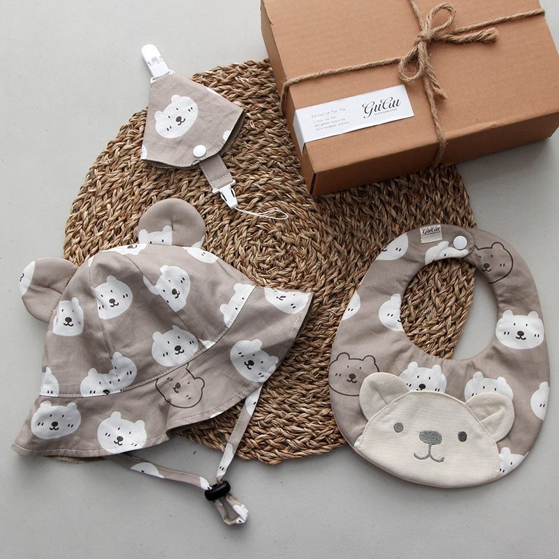 Cocoa bear shaped round pocket/sun visor/ pacifier dust cover/moon gift box - ของขวัญวันครบรอบ - ผ้าฝ้าย/ผ้าลินิน 