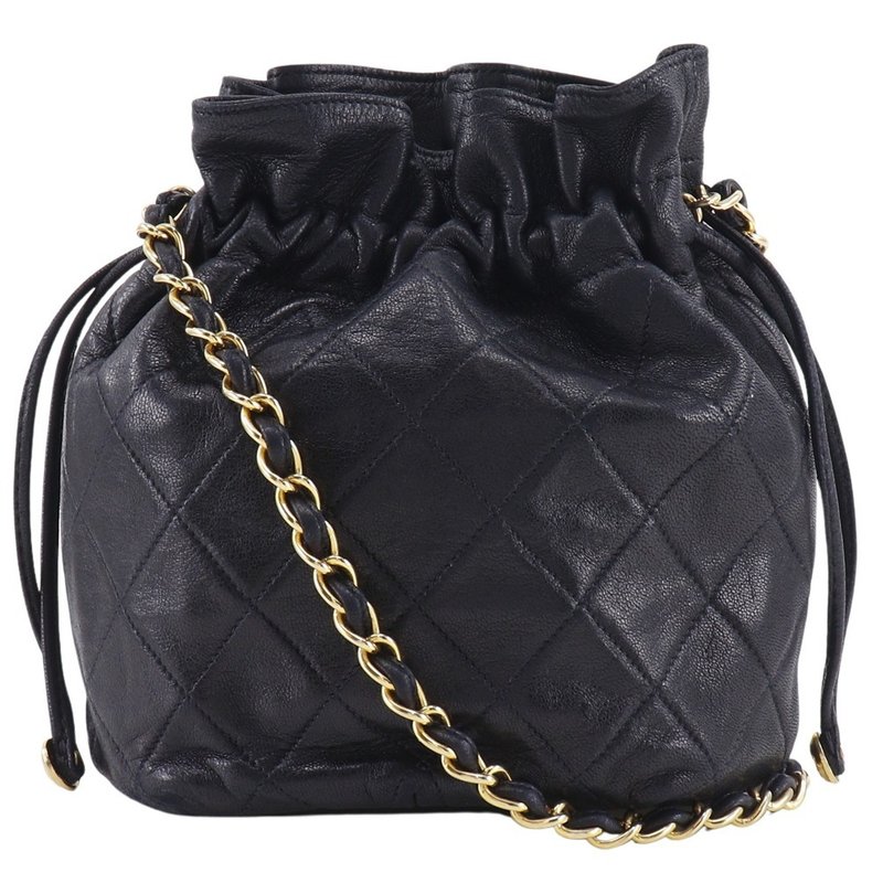 【日本直送】シャネル CHANEL 巾着チェーンショルダー ショルダーバッグ マトラッセ ヴィンテージ ラムスキン 黒 レディース【中古】 - 側背包/斜背包 - 真皮 黑色