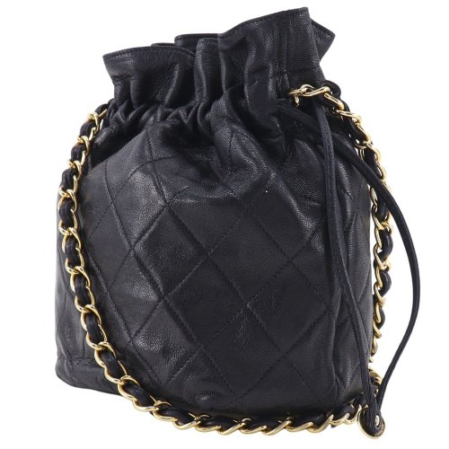 シャネル マトラッセ ラムスキン 巾着 チェーン ショルダー バッグ 赤 CHANEL 中古品 シャネル マトラッセ チェーンショルダーバッグ