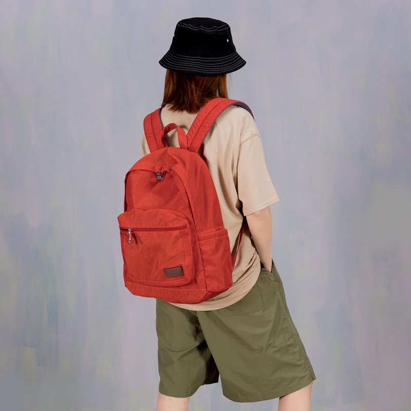 Backpack-Wrinkled travel waterproof backpack-6001-25-multicolor optional - กระเป๋าเป้สะพายหลัง - ไนลอน สีส้ม