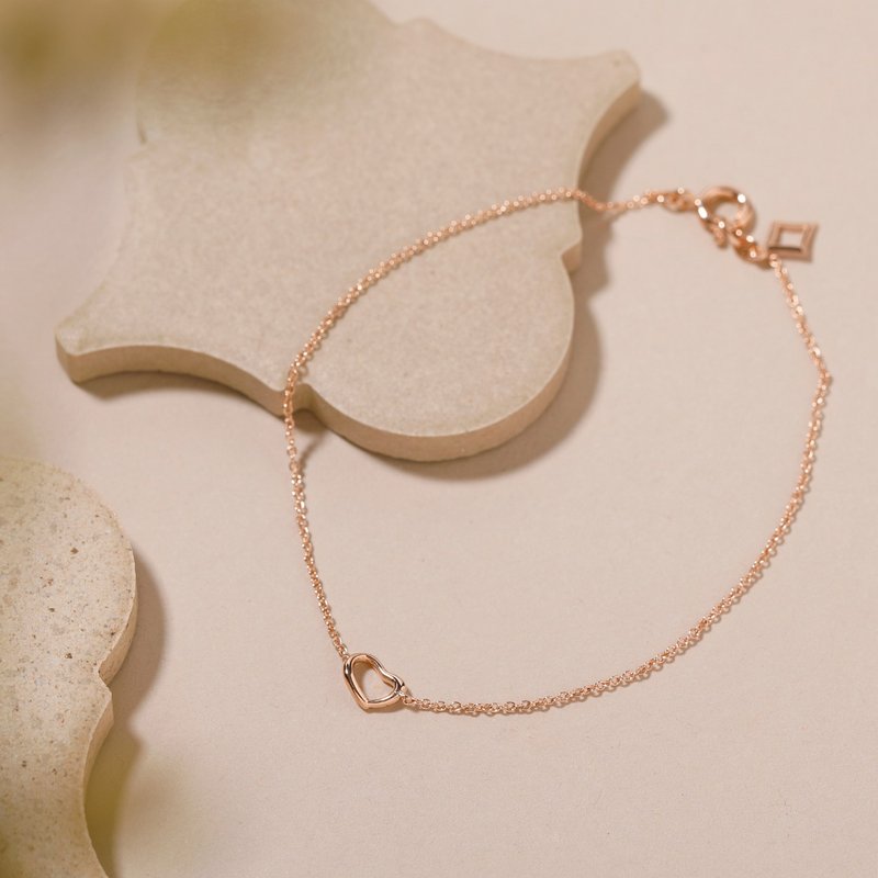 line heart bracelet PG ニッケルフリーブレスレット　大人なハートのブレスレット　ピンクゴールド - 手鍊/手環 - 其他金屬 粉紅色