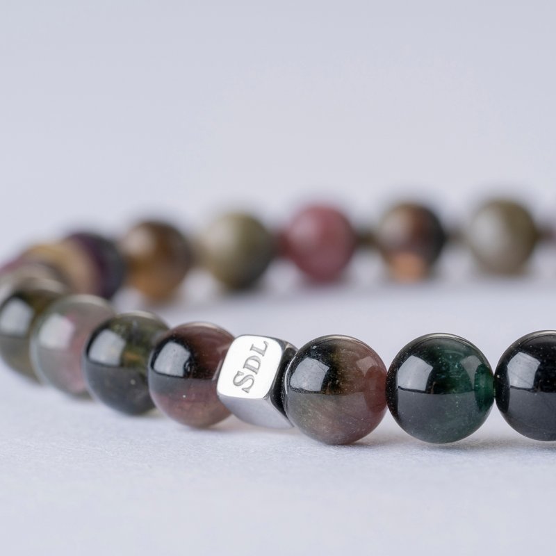 D14504 old mine watermelon tourmaline | natural energy bracelet | 5.5-6.5mm - Bracelets - Crystal Multicolor