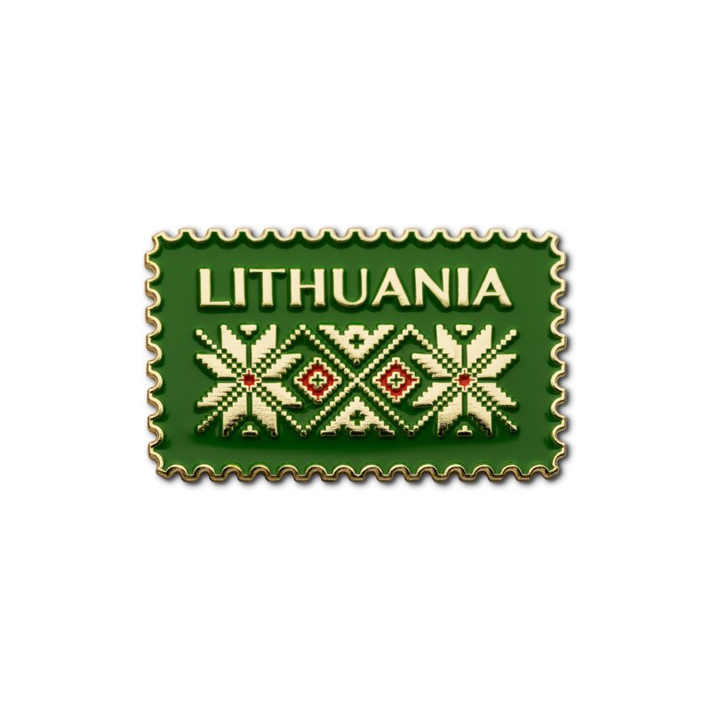 Enamel Pin Post Stamp Lithuania - 徽章/別針 - 琺瑯 綠色