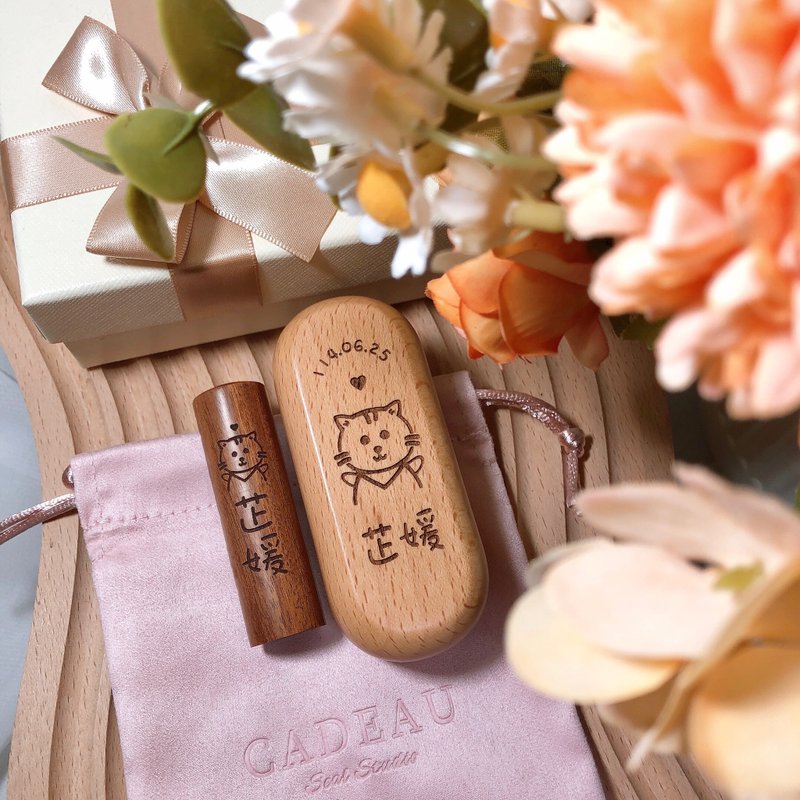 貓咪 狗狗 個人印鑑組 原木款 訂製印鑑 印章 個人印鑑 滿月送禮 - 印章/印台 - 木頭 