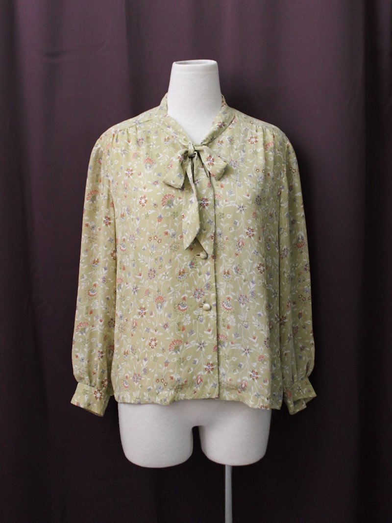 [RE1123T305] autumn and winter Japanese vintage floral vine brown vintage shirt - special - Women's Shirts - Polyester Yellow