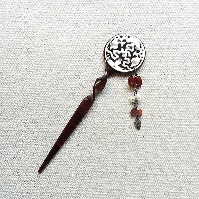 Blessing, hairpin, hairpin - amber silver - Hair Accessories - Acrylic Brown