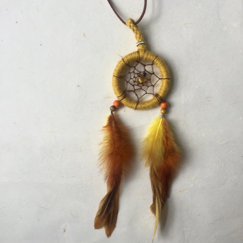 Handmade Dreamcatcher -7.5cm diameter classic feather (keychain style available) - อื่นๆ - วัสดุอื่นๆ สีเหลือง