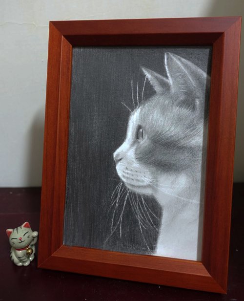 色鉛筆画 絵画 ネコの絵 原画 額付き(B5サイズ) - メルカリ