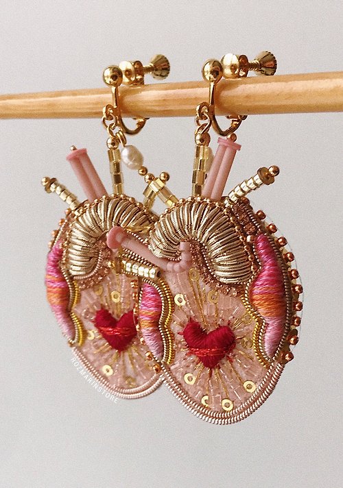 ROZMARINstore Anatomical Heart Earrings Boho Handmade Beads, Boho Jewelry