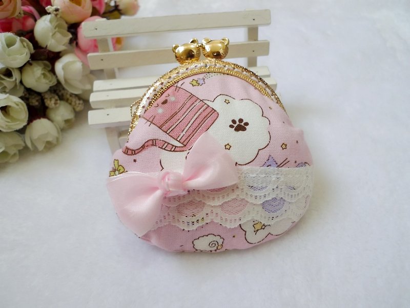 Starlight Little Meow Meow--Golden Bag/Change Purse - Coin Purses - Cotton & Hemp Pink