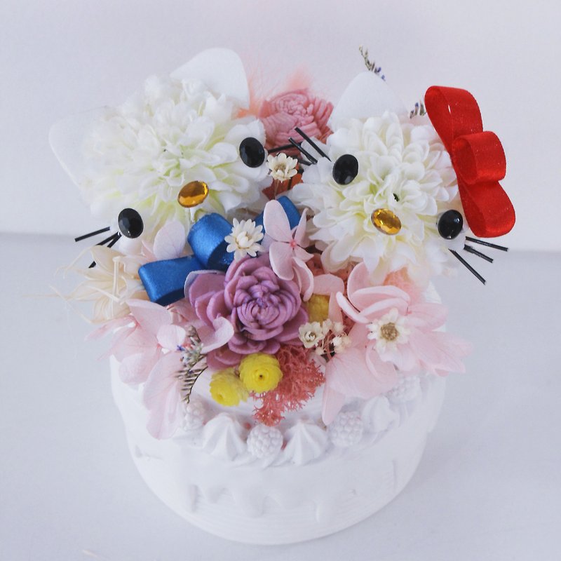 Hello Kitty 雙層蛋糕花 - 裝飾/擺設  - 植物．花 粉紅色