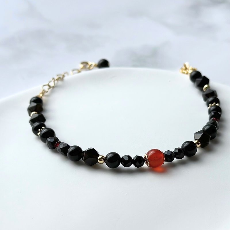 [Crystal Mine Bracelet] Muladhara Bottom Chakra//Southern Red Agate/Obsidian/ Stone/Buckle Bracelet - Bracelets - Crystal 