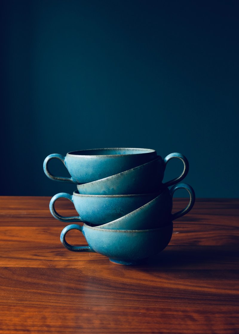 Seabed Series Wide Mouth Coffee Cup - Mugs - Pottery Blue