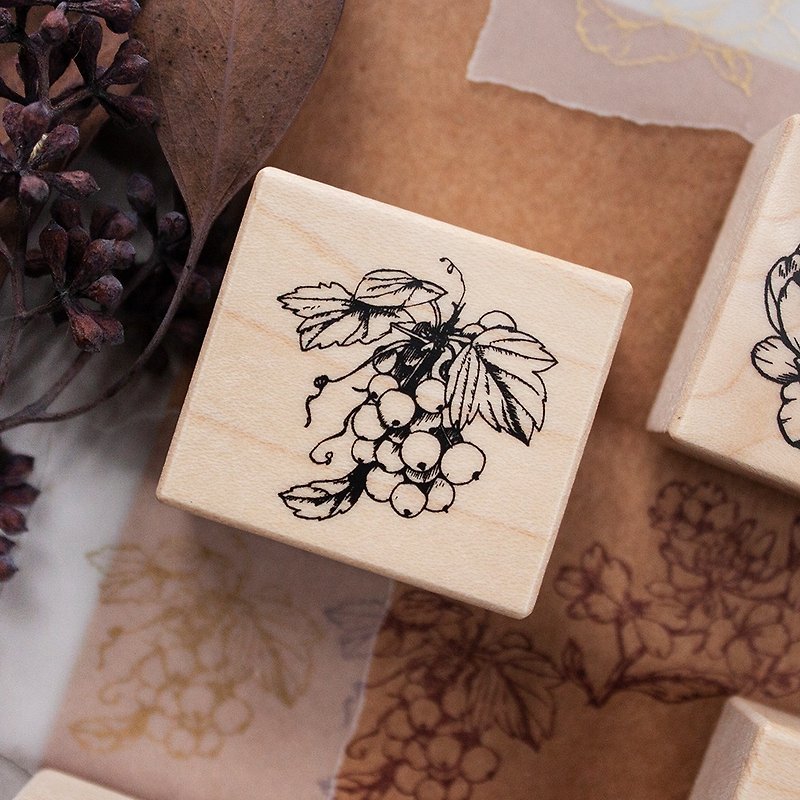 Cluster flower - Maple seal - gooseberry - Stamps & Stamp Pads - Rubber Khaki