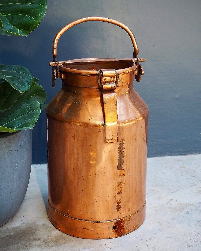 British antique red copper milk bucket - Items for Display - Copper & Brass 